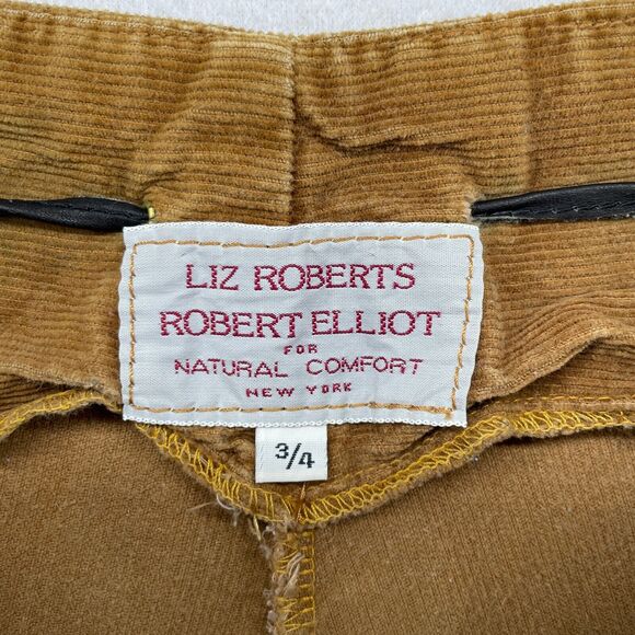 LIZ ROBERTS ROBERT ELLIOT Pants 3 4 Corduroy Tapered Paperbag Riding Brown VTG - Picture 12 of 16